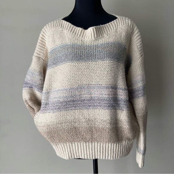 Victoria’s Secret Sweater Wool Blend Silver Sparkle Striped Women’s Small - Picture 2 of 11